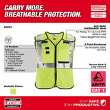 Milwaukee 48-73-5214 AR/FR Cat 1 Class 2 Breakaway High Visibility Yellow Mesh Safety Vest - 4XL/5XL - 4