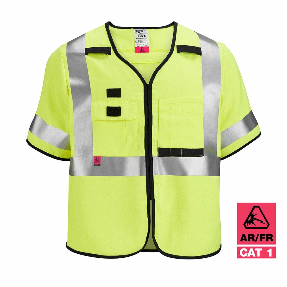 Milwaukee 48-73-5221 AR/FR Cat. 1 Class 3 High Visibility Yellow Mesh Safety Vest - S/M - 2