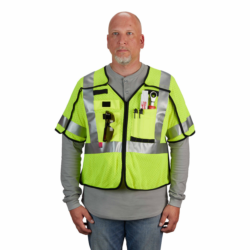 Milwaukee 48-73-5231 AR/FR Cat. 1 Class 3 Breakaway High Visibility Yellow Mesh Safety Vest - S/M - 4