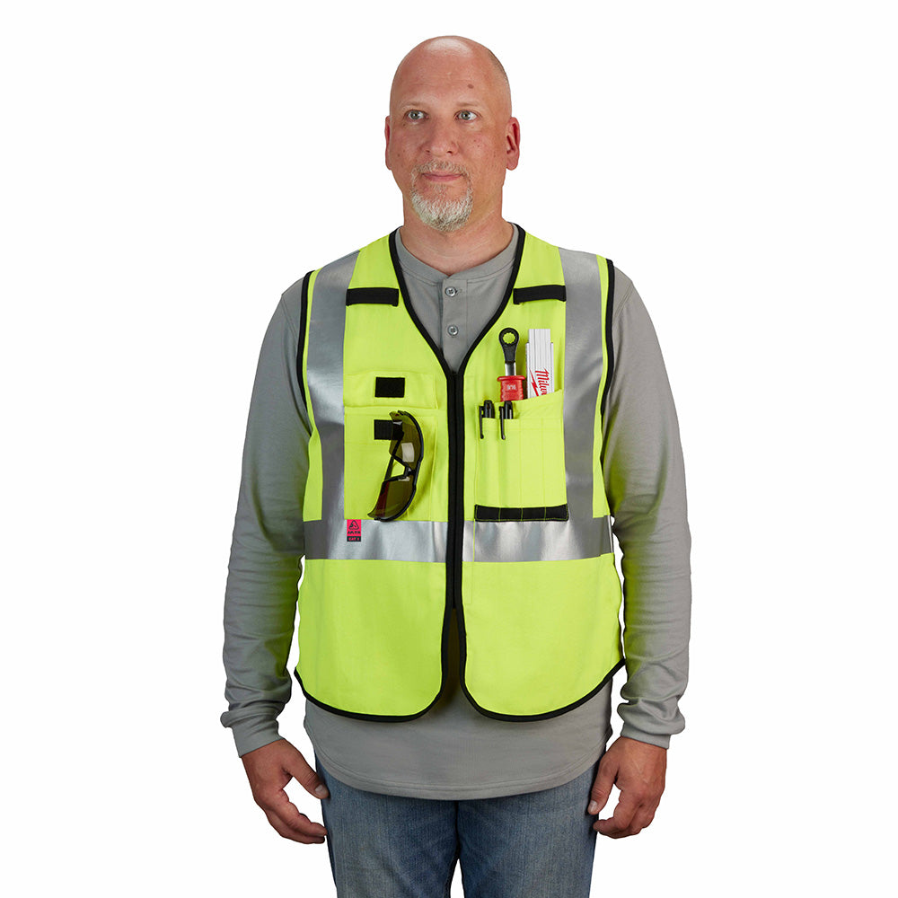 Milwaukee 48-73-5301 AR/FR Cat. 1 Class 2 High Visibility Yellow Safety Vest - S/M - 3