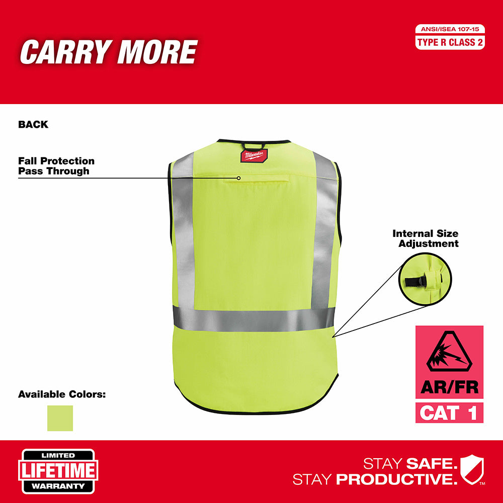 Milwaukee 48-73-5302 AR/FR Cat. 1 Class 2 High Visibility Yellow Safety Vest - L/XL - 5