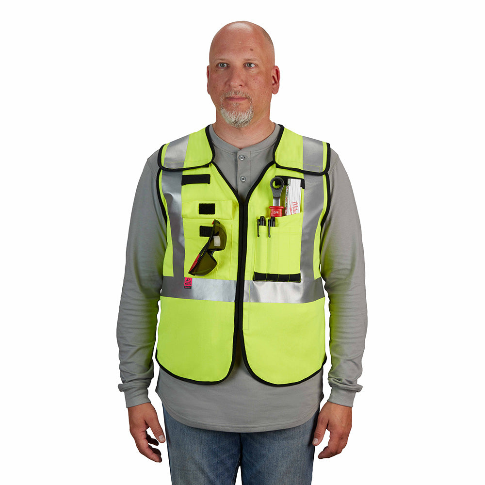 Milwaukee 48-73-5312 AR/FR Cat. 1 Class 2 Breakaway High Visibility Yellow Safety Vest - L/XL - 6