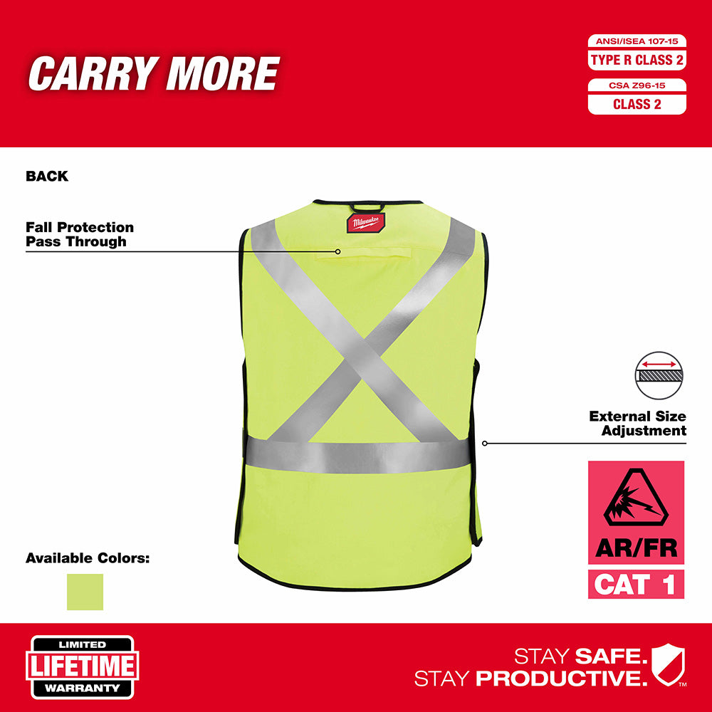 Milwaukee 48-73-5314 AR/FR Cat. 1 Class 2 Breakaway High Visibility Yellow Safety Vest  - 4XL/5XL - 6