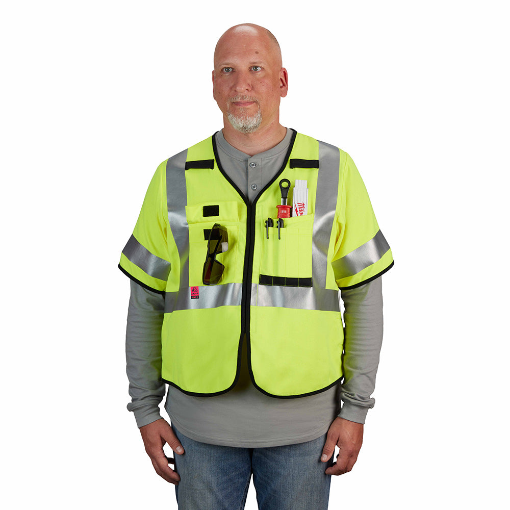 Milwaukee 48-73-5321 AR/FR Cat. 1 Class 3 High Visibility Yellow Safety Vest - S/M - 3