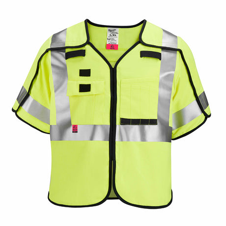 Milwaukee 48-73-5331 AR/FR Cat. 1 Class 3 Breakaway High Visibility Yellow Safety Vest - S/M