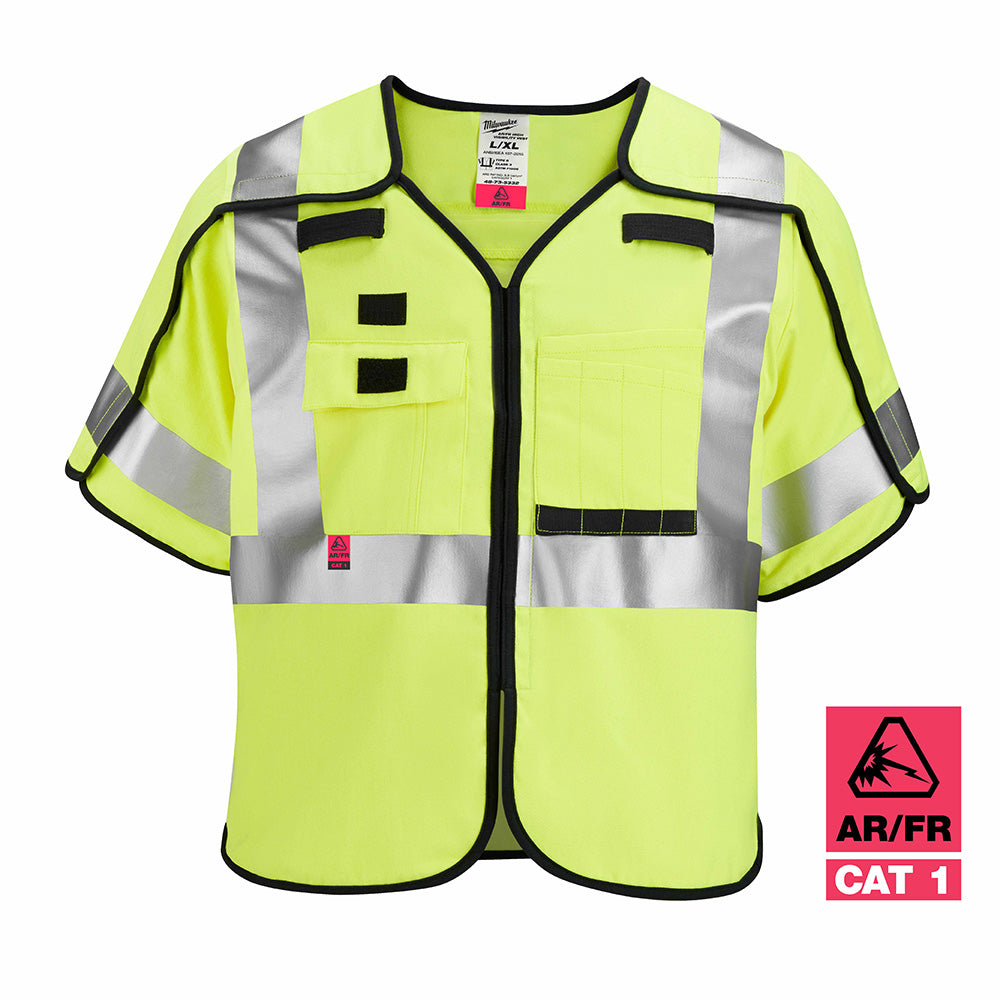 Milwaukee 48-73-5333 AR/FR Cat. 1 Class 3 Breakaway High Visibility Yellow Safety Vest - 2XL/3XL - 3