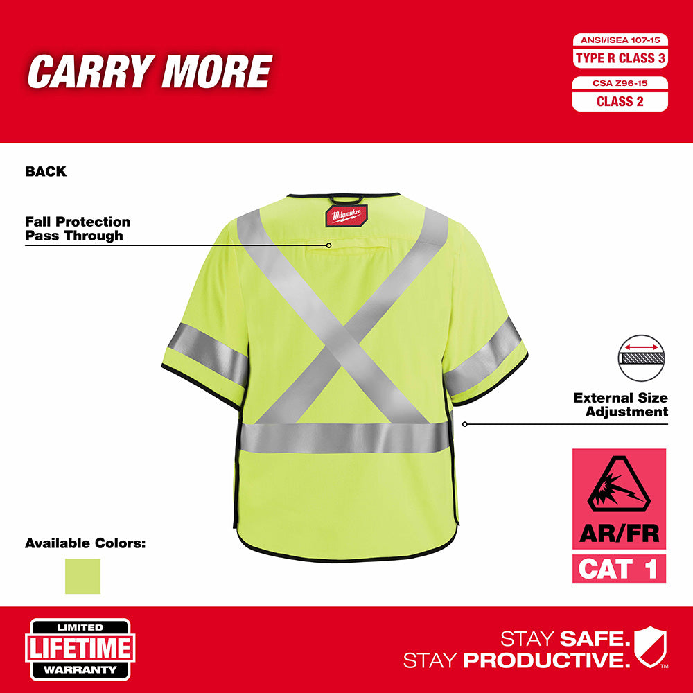 Milwaukee 48-73-5333 AR/FR Cat. 1 Class 3 Breakaway High Visibility Yellow Safety Vest - 2XL/3XL - 6