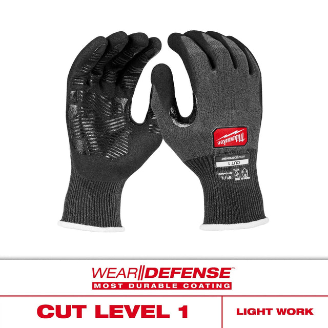 Milwaukee 48-73-6916 Cut Level 1 15 Gauge Nitrile Dipped Gloves with Wear-Defense Protection (6 Pack)