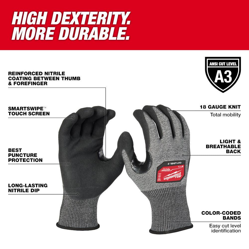 Milwaukee 48-73-7130E Cut Level 3 High-Dexterity Nitrile Dipped Gloves - S (Pack of 144) - 2