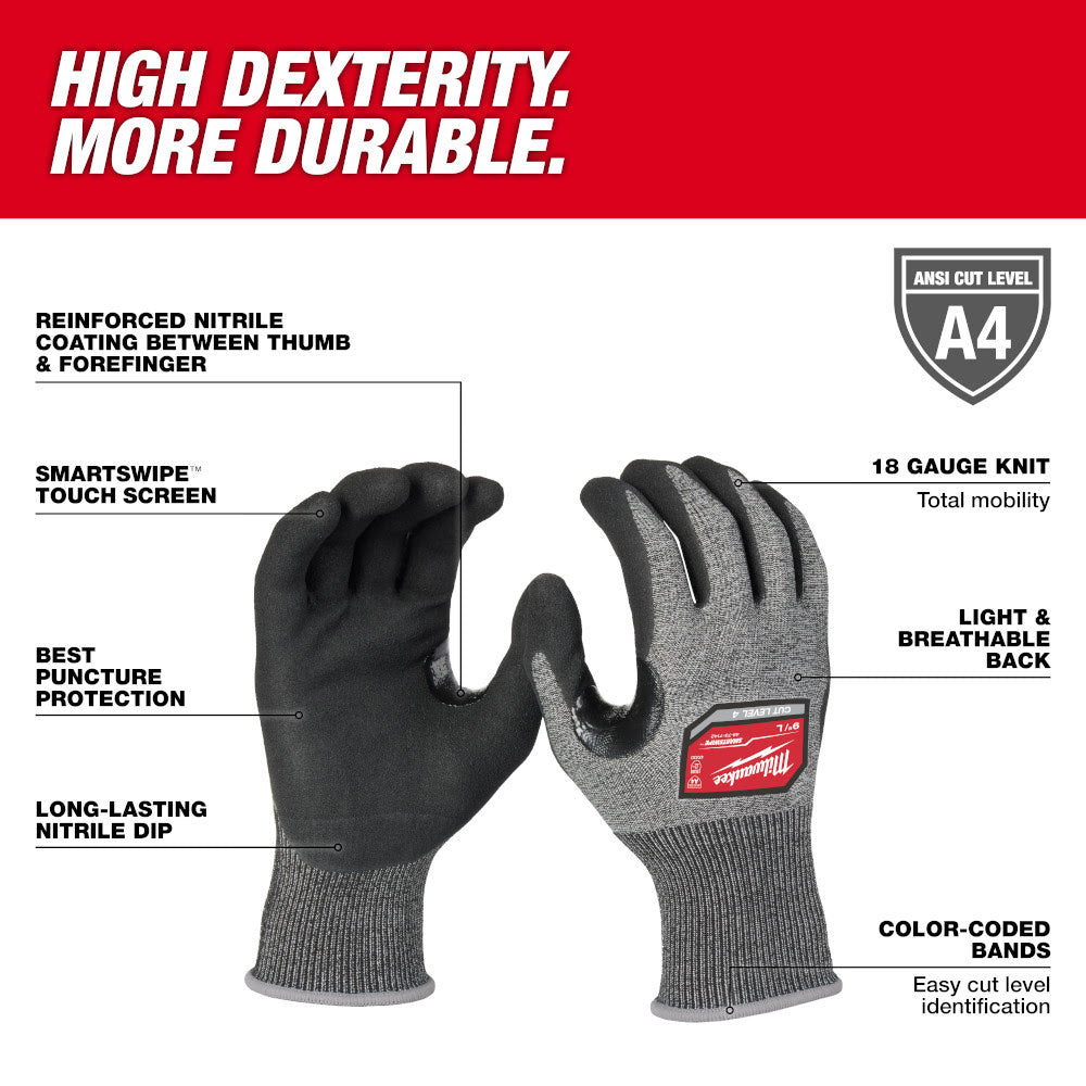 Milwaukee 48-73-7140E Cut Level 4 High-Dexterity Nitrile Dipped Gloves - S (Pack of 144) - 2