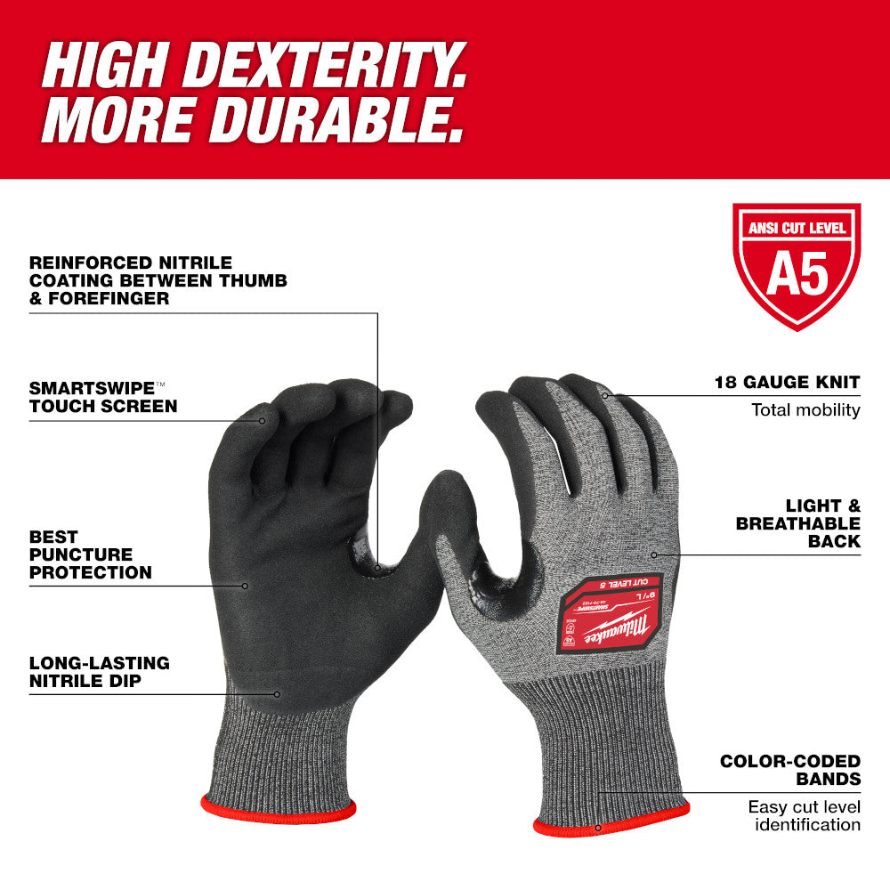 Milwaukee 48-73-7150E Cut Level 5 High-Dexterity Nitrile Dipped Gloves - S (Pack of 144) - 2