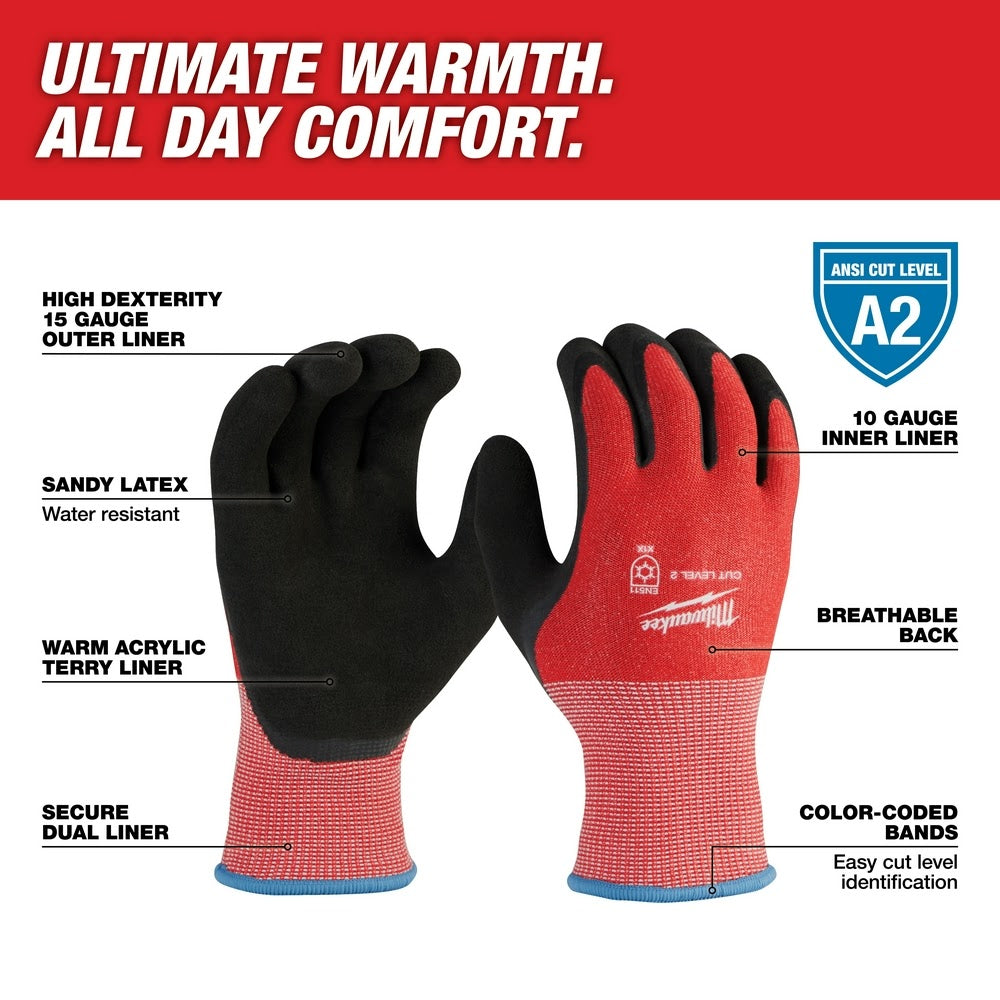 Milwaukee 48-73-7922B 12-Pack Cut Level 2 Winter Dipped Gloves - L - 2