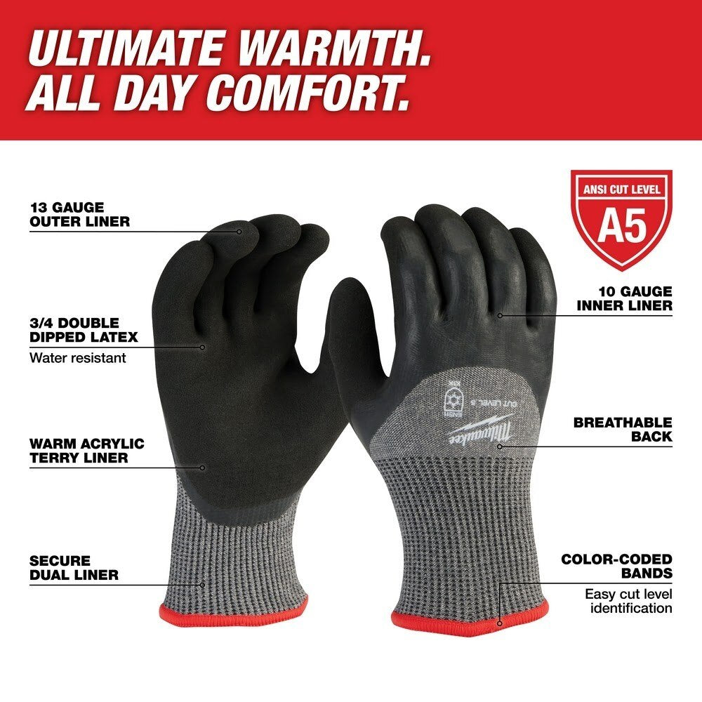 Milwaukee 48-73-7950B 12-Pack Cut Level 5 Winter Dipped Gloves - S - 2