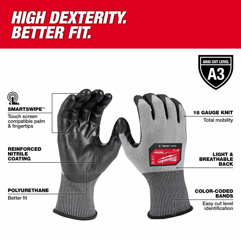 Milwaukee 48-73-8731 High Dexterity A3 Polyurethane Dipped Gloves - Medium - 2