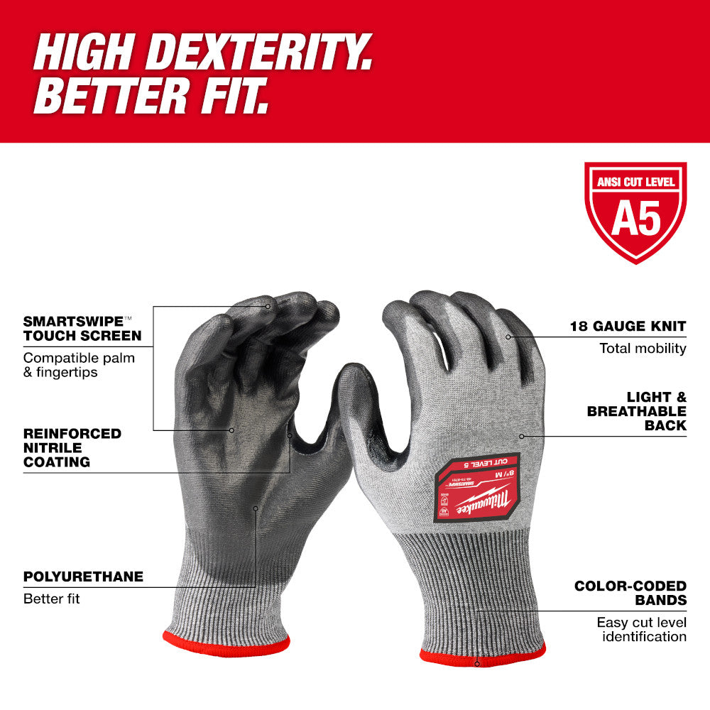 Milwaukee 48-73-8750E Cut Level 5 High Dexterity Polyurethane Dipped Gloves - S (Pack of 144) - 2