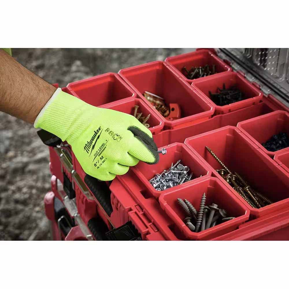 Milwaukee 48-73-8911 High Visibility Cut Level 1 Polyurethane Dipped Gloves - M - 5