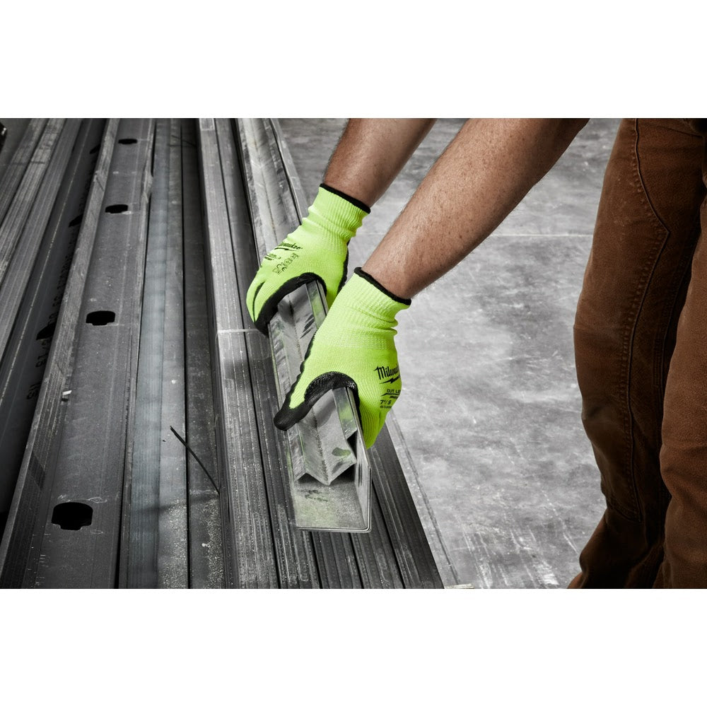 Milwaukee 48-73-8930 High Visibility Cut Level 3 Polyurethane Dipped Safety Gloves - Small - 4