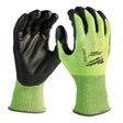 Milwaukee 48-73-8940B 12PK High Visibility Cut Level 4 Polyurethane Dipped Safety Gloves - Small