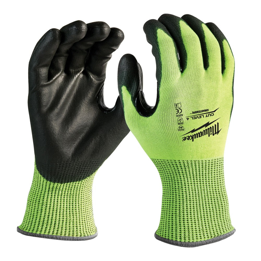 Milwaukee 48-73-8942B 12PK High Visibility Cut Level 4 Polyurethane Dipped Safety Gloves - Large