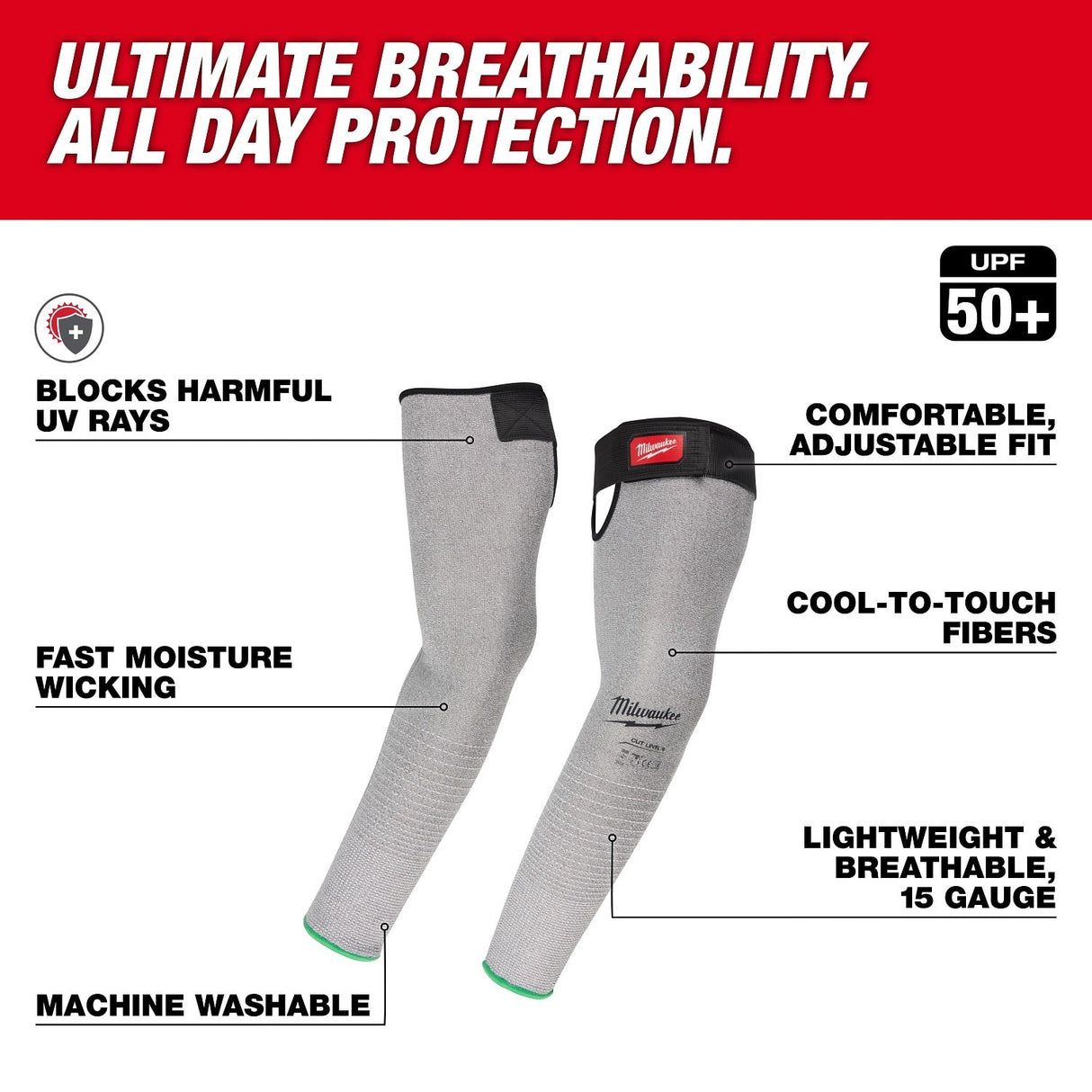 Milwaukee 48-73-9060 16" Cut Level 6 Protective Sleeves with Breathable 15 Gauge Knit - 4