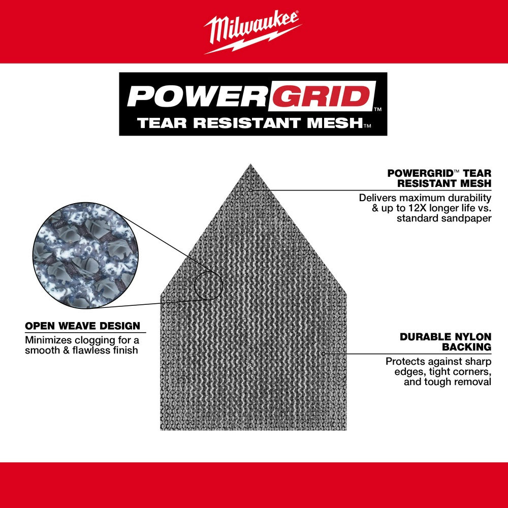 Milwaukee 48-80-5080 80 Grit Mesh Sanding Sheets for M12 FUEL Orbital Detail Sander 12-Pack - 4