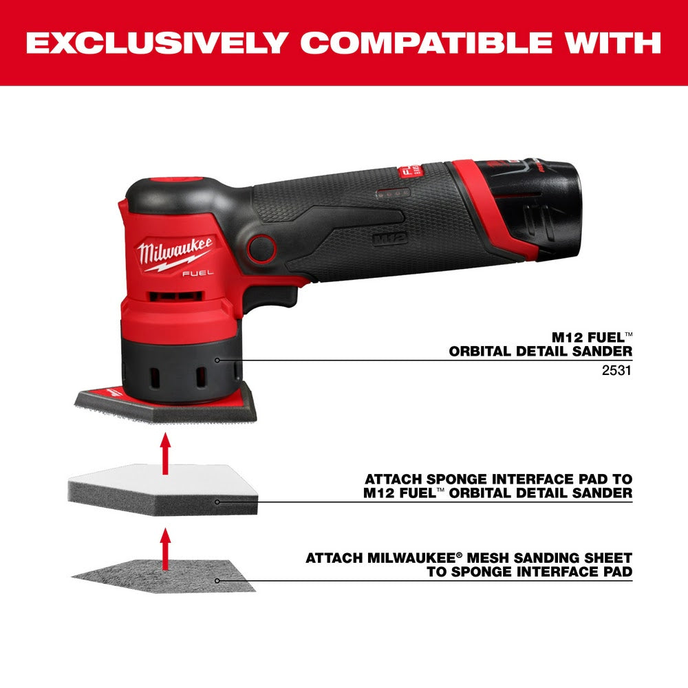 Milwaukee 48-80-5402 Sponge Interface Pad for M12 FUEL Orbital Detail Sander - 2