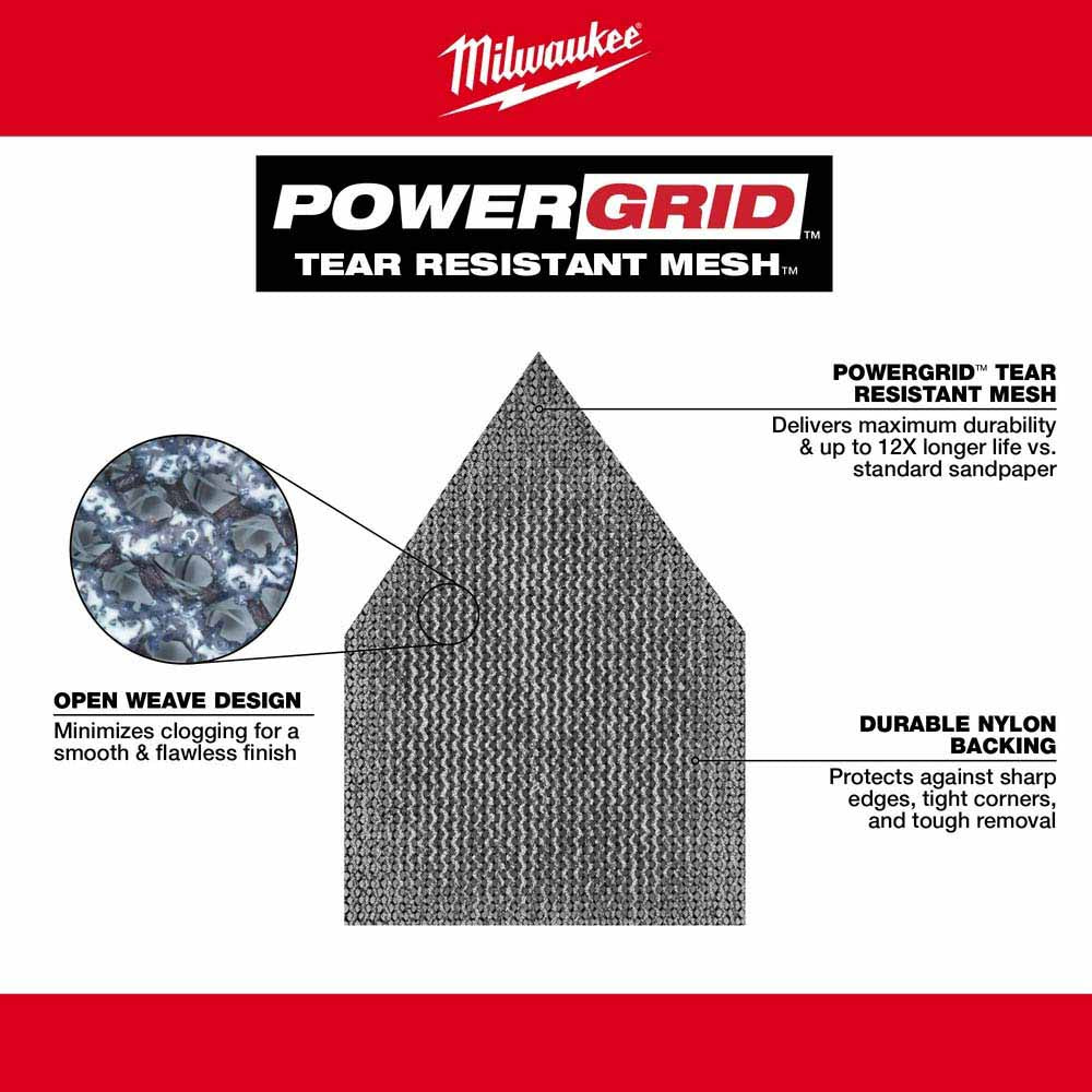 Milwaukee 48-80-5406 Assorted 80/120/180 Grit Mesh Sanding Sheets M12 Orbital Detail Sander 36pk - 5