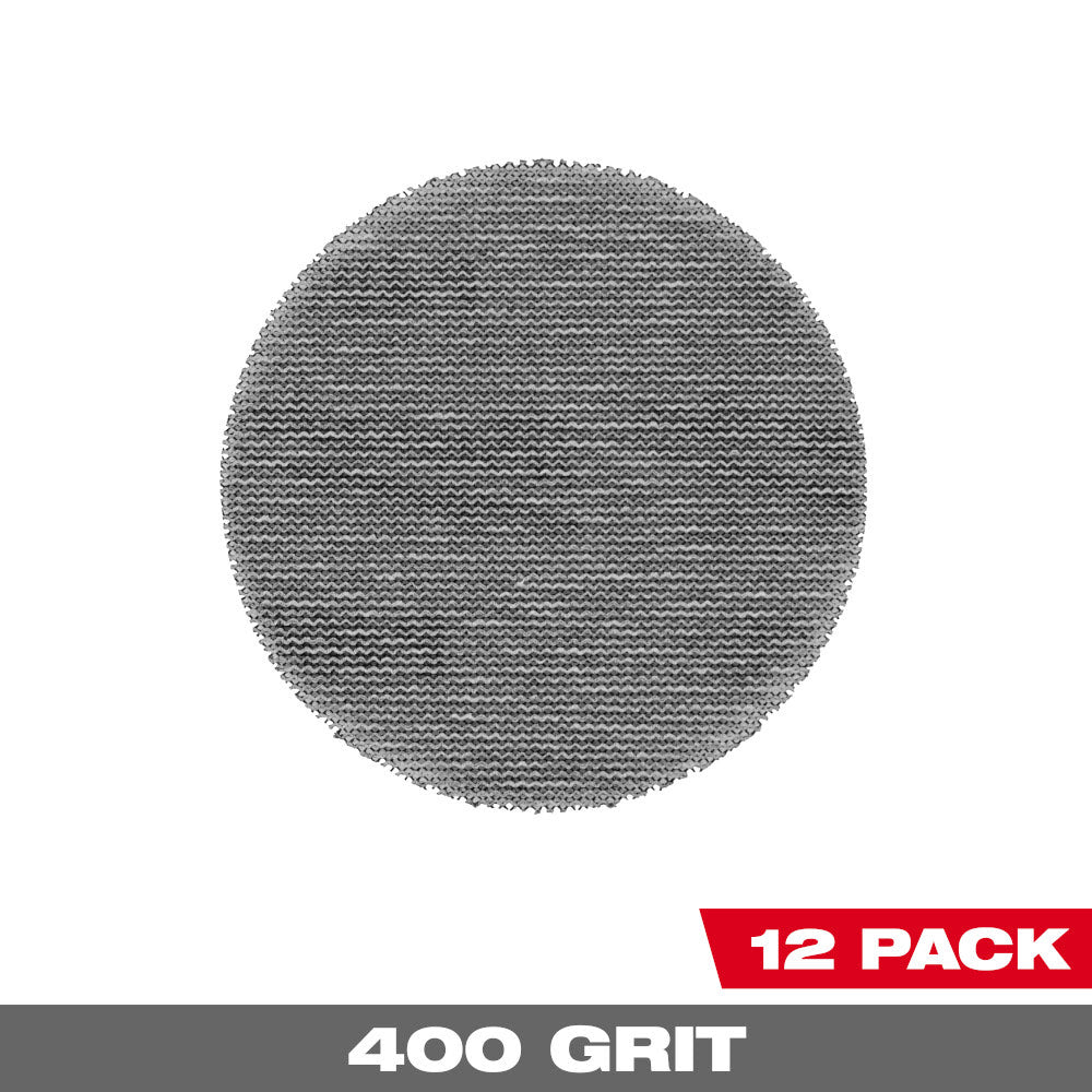 Milwaukee 48-80-6400 3" 400 Grit Mesh Sanding Discs with POWERGRID Tear Resistant Mesh - 12 pk + Pad Saver - 12