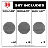 Milwaukee 48-80-6406 3" Assorted 80, 120, 180 Grit Mesh Sanding Discs with POWERGRID Tear Resistant Mesh - 36 pk + 3 Pad Savers