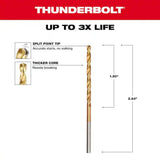 Milwaukee 48-89-2204 Thunderbolt Titanium Coated 7/64 in. Jobber Length Drill Bit for Metal, Wood, and Plastic (2 Pack) - 2