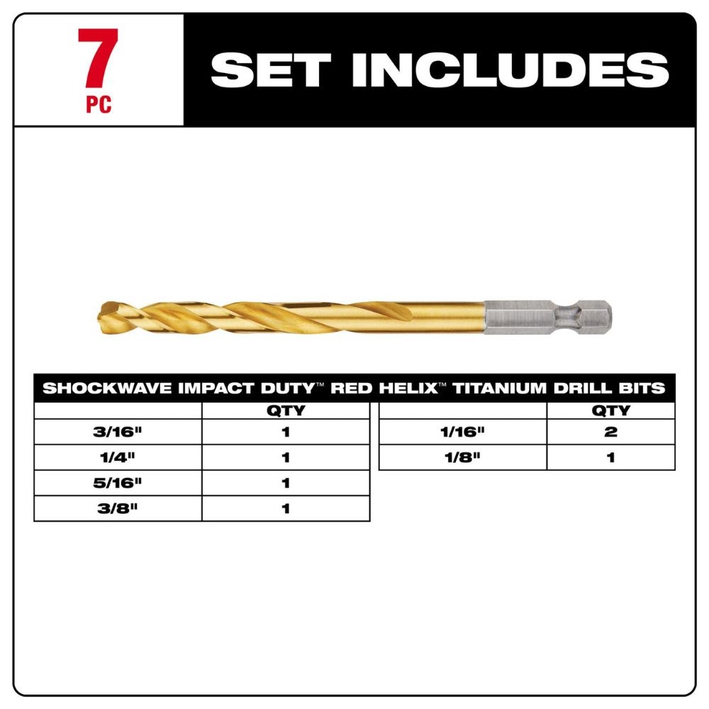 Milwaukee 48-89-4637 SHOCKWAVE Impact Duty Titanium Drill Bit Set (7-Piece) - 3