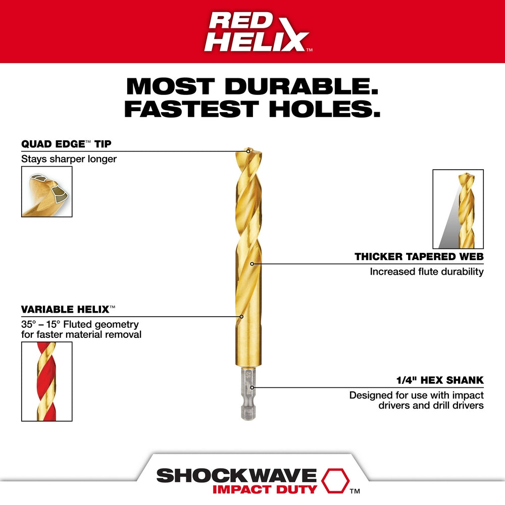 Milwaukee 48-89-4672 SHOCKWAVE Impact Duty RED HELIX Titanium Drill Bit Set - 29PC - 5