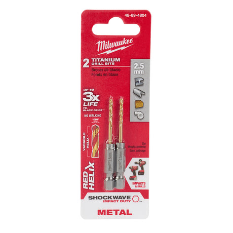 Milwaukee 48-89-4804 2.5mm Metric Titanium SHOCKWAVE™ Red Helix Bit