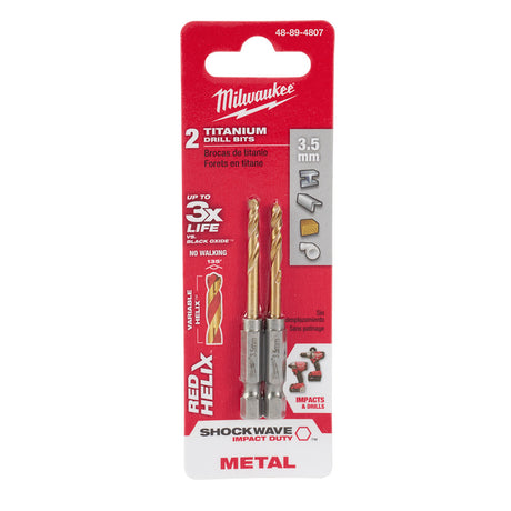 Milwaukee 48-89-4807 3.5mm Metric Titanium SHOCKWAVE™ Red Helix Bit