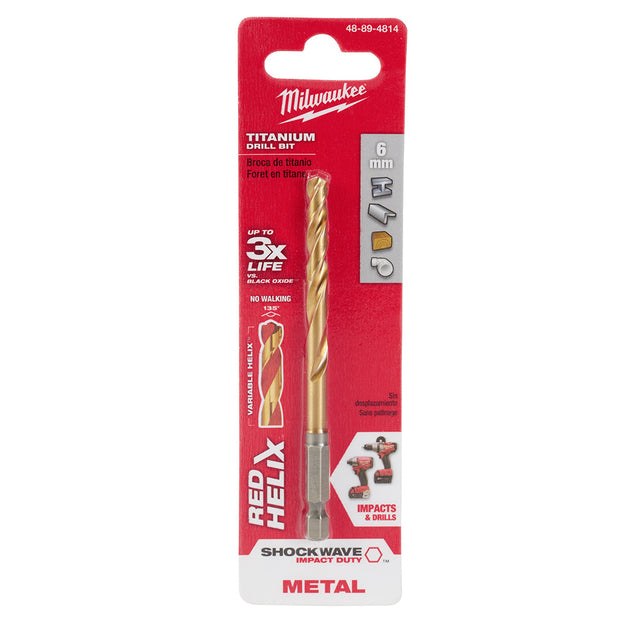 Milwaukee 48-89-4814 6mm Metric Titanium SHOCKWAVE™ Red Helix Bit