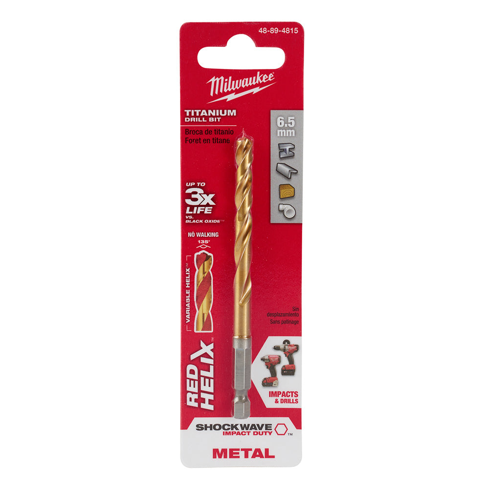 Milwaukee 48-89-4815 6.5mm Metric Titanium SHOCKWAVE™ Red Helix Bit