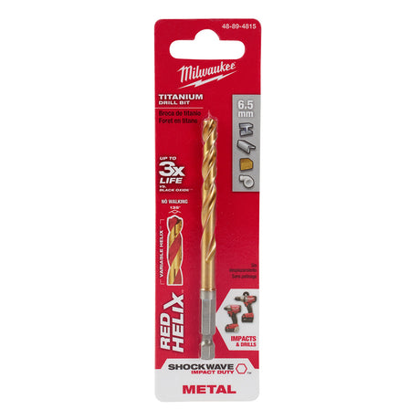 Milwaukee 48-89-4815 6.5mm Metric Titanium SHOCKWAVE™ Red Helix Bit