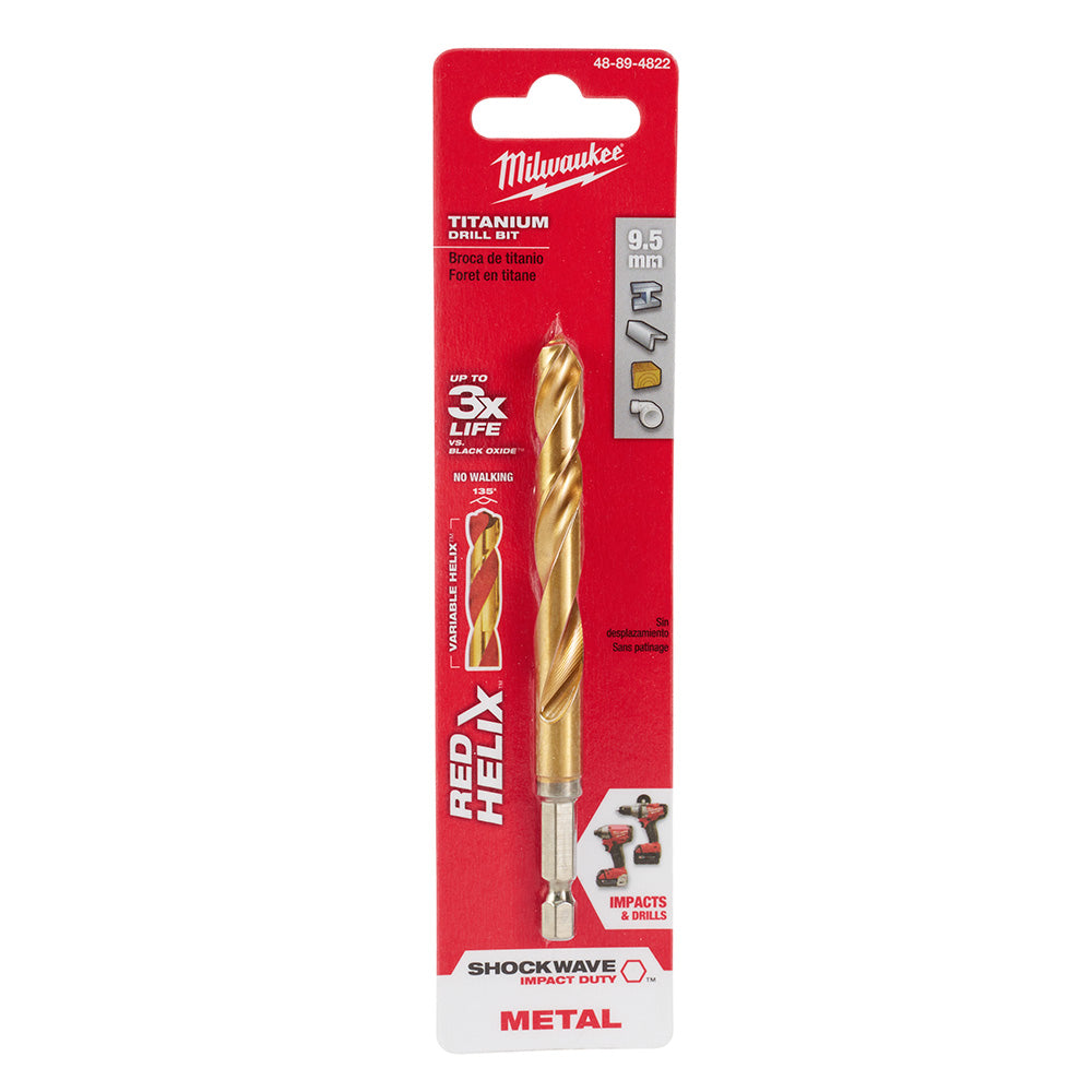 Milwaukee 48-89-4822 9.5mm Metric Titanium SHOCKWAVE™ Red Helix Bit