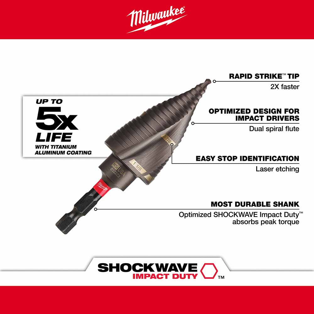 Milwaukee 48-89-9257 SHOCKWAVE Impact Duty Step Bit Electrician Set (#1, #4, #9) - 5