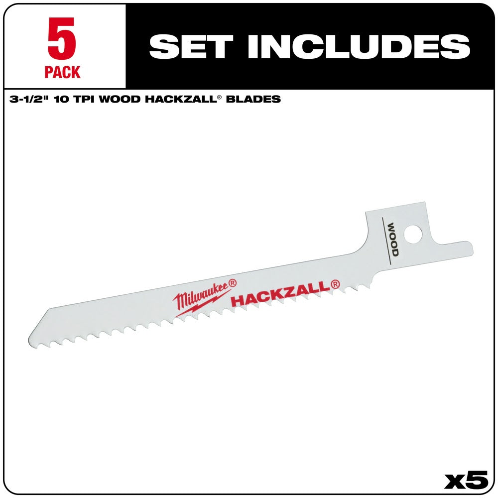 Milwaukee 49-00-5324 M12 Hackzall Blade 3.5" Metal Scroll 5-Pack - 2