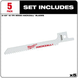 Milwaukee 49-00-5310 M12 Hackzall Blade 4" Wood Scroll 5-Pack - 2
