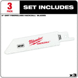 Milwaukee 49-00-5400 M12 Hackzall Blade Fiberglass 3-Pack - 2