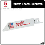 Milwaukee 49-00-5418 M12 Hackzall Blade 4" EMT 5-Pack - 2