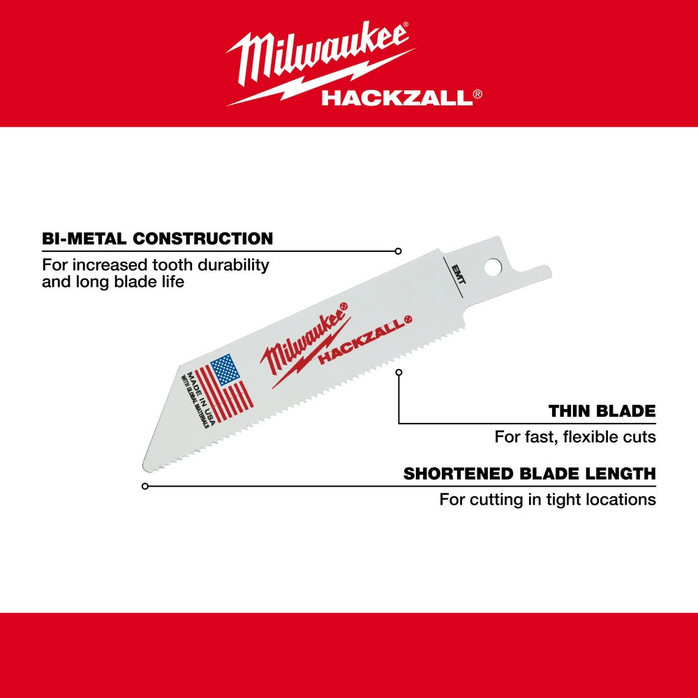 Milwaukee 49-00-5418 M12 Hackzall Blade 4" EMT 5-Pack - 5