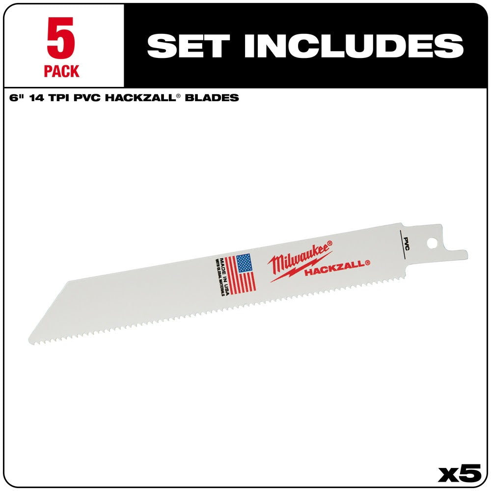 Milwaukee 49-00-5614 M12 Hackzall Blade 6" PVC 5-Pack - 2