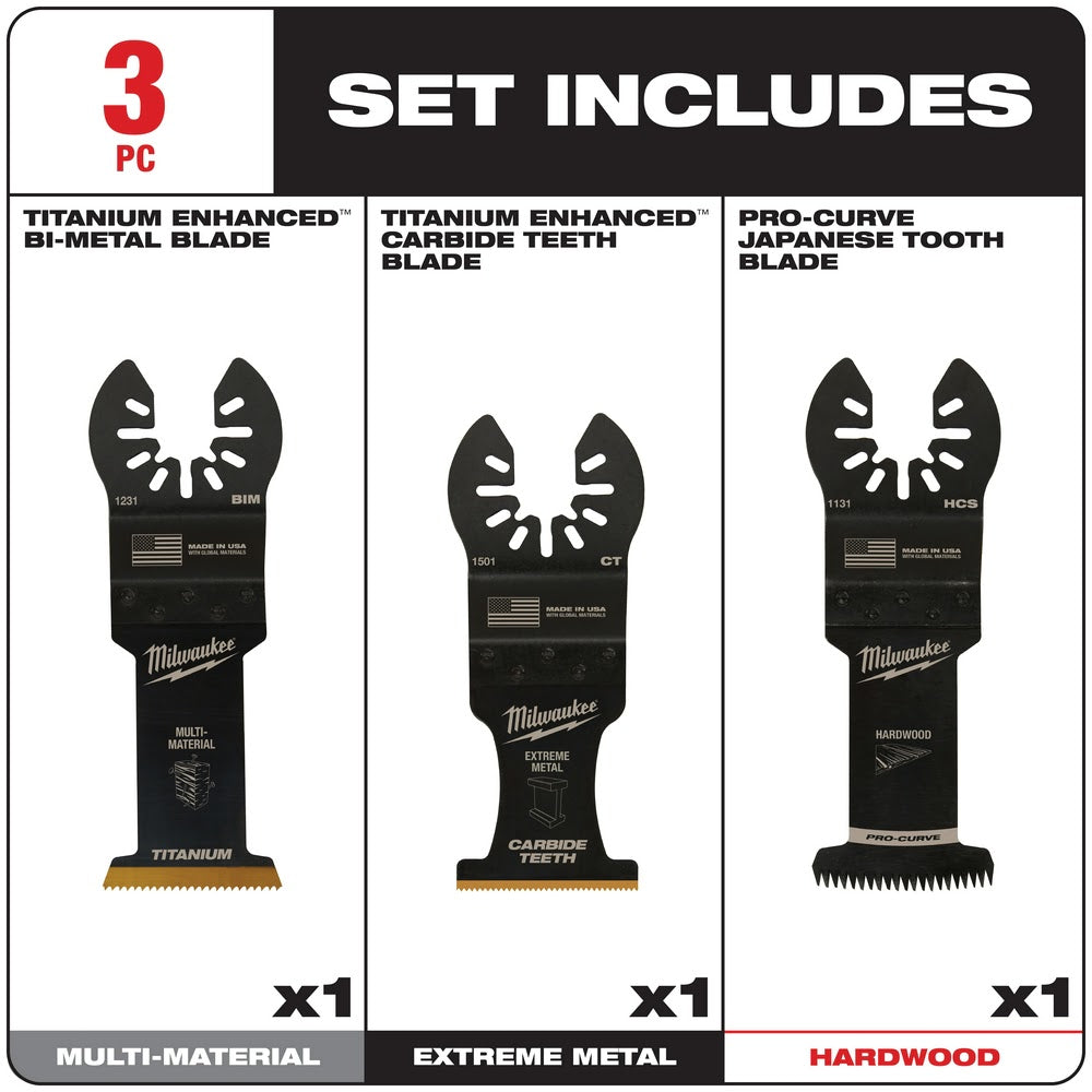 Milwaukee  49-10-9001 Milwaukee® OPEN-LOK™ 3PC ALL PURPOSE MULTI-TOOL BLADE VARIETY PACK - 3