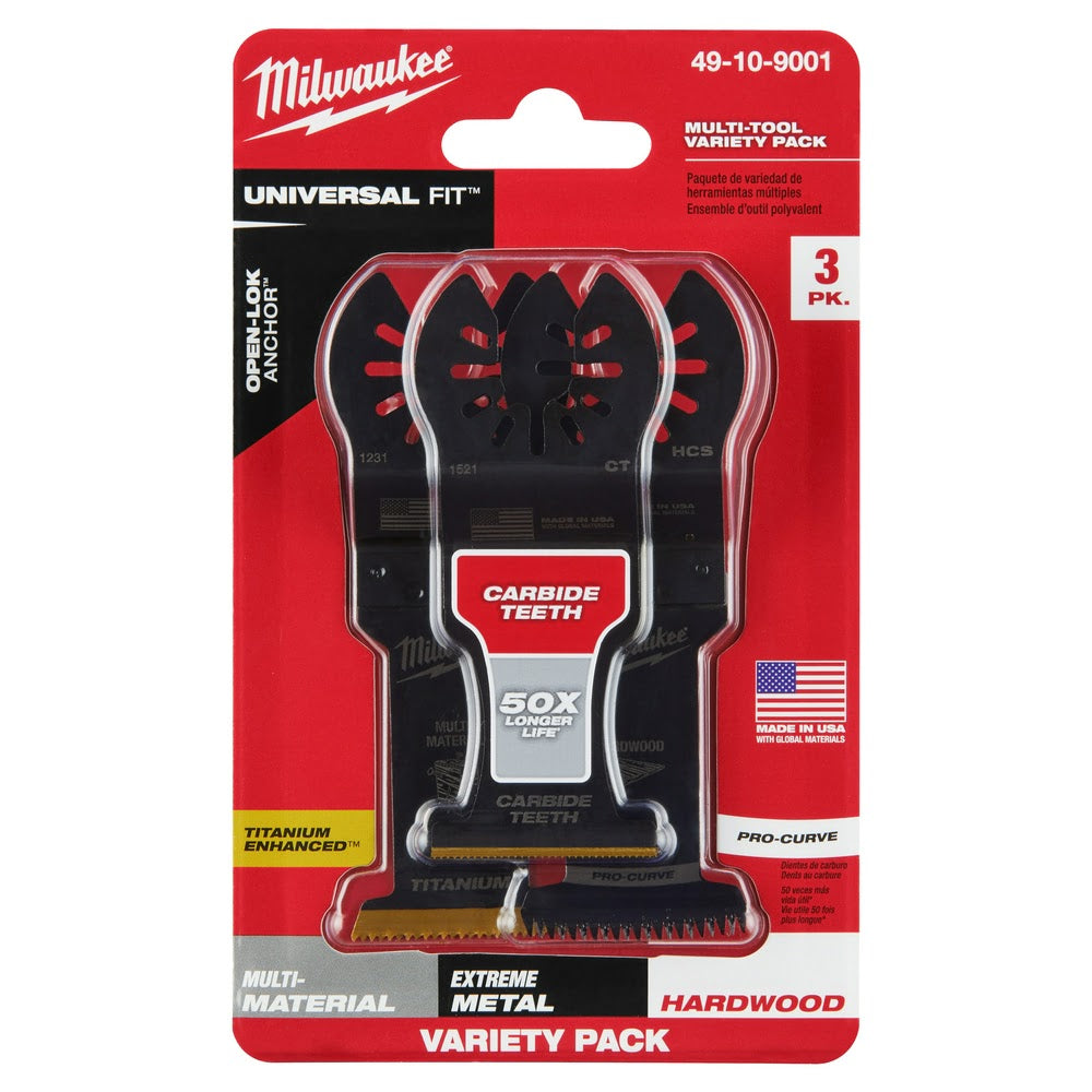 Milwaukee  49-10-9001 Milwaukee® OPEN-LOK™ 3PC ALL PURPOSE MULTI-TOOL BLADE VARIETY PACK - 9