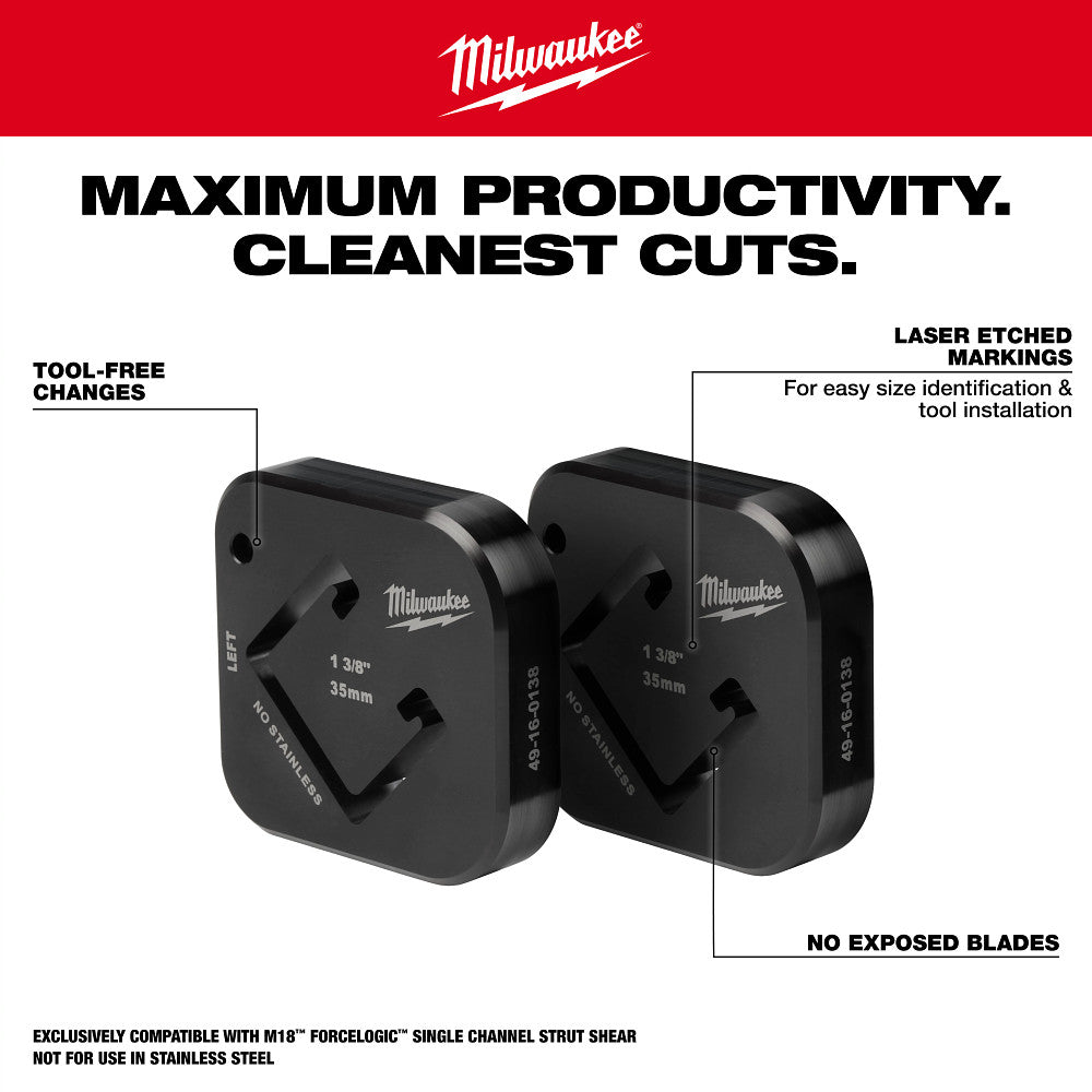 Milwaukee 49-16-0138 1-3/8" x 1-5/8" Single Strut Shearing Dies - 2