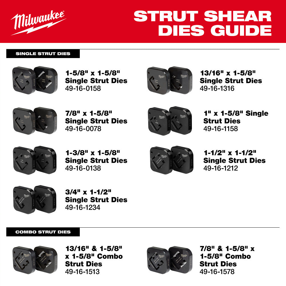 Milwaukee 49-16-0138 1-3/8" x 1-5/8" Single Strut Shearing Dies - 8