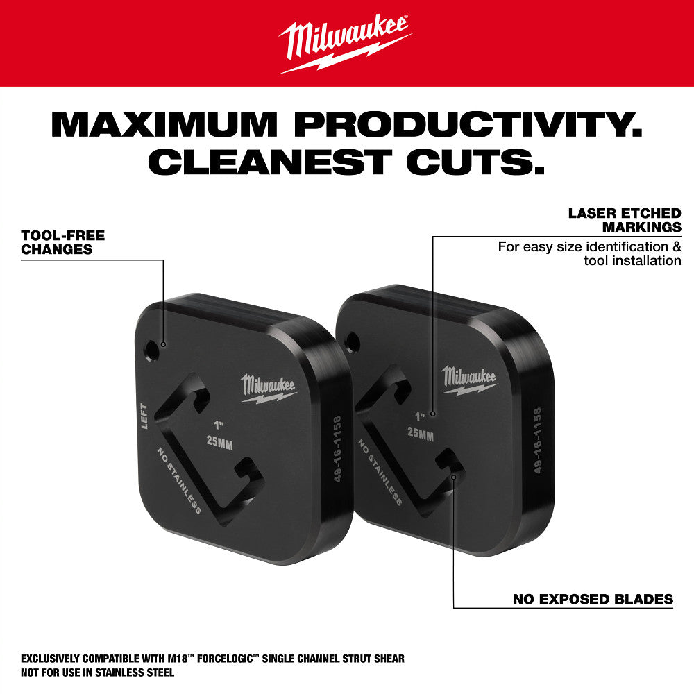 Milwaukee 49-16-1158 1" x 1-5/8" Single Strut Shearing Dies - 2